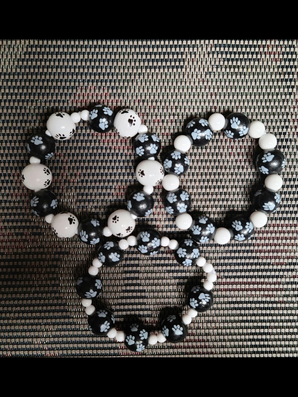 Black & White Paw Print Stretch Bracelet Set - Women Jewelry